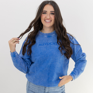 Monochrome Royal Agvocate  - Embroidered Corded Crewneck