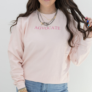 Blush Pink + Hot Pink Agvocate Thread  - Embroidered Corded Crewneck