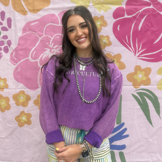 Purple Monochrome Agvocate - Embroidered Corded Crewneck