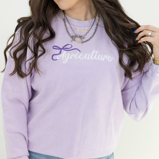 Purple Agriculture Bow - Embroidered Corded Crewneck