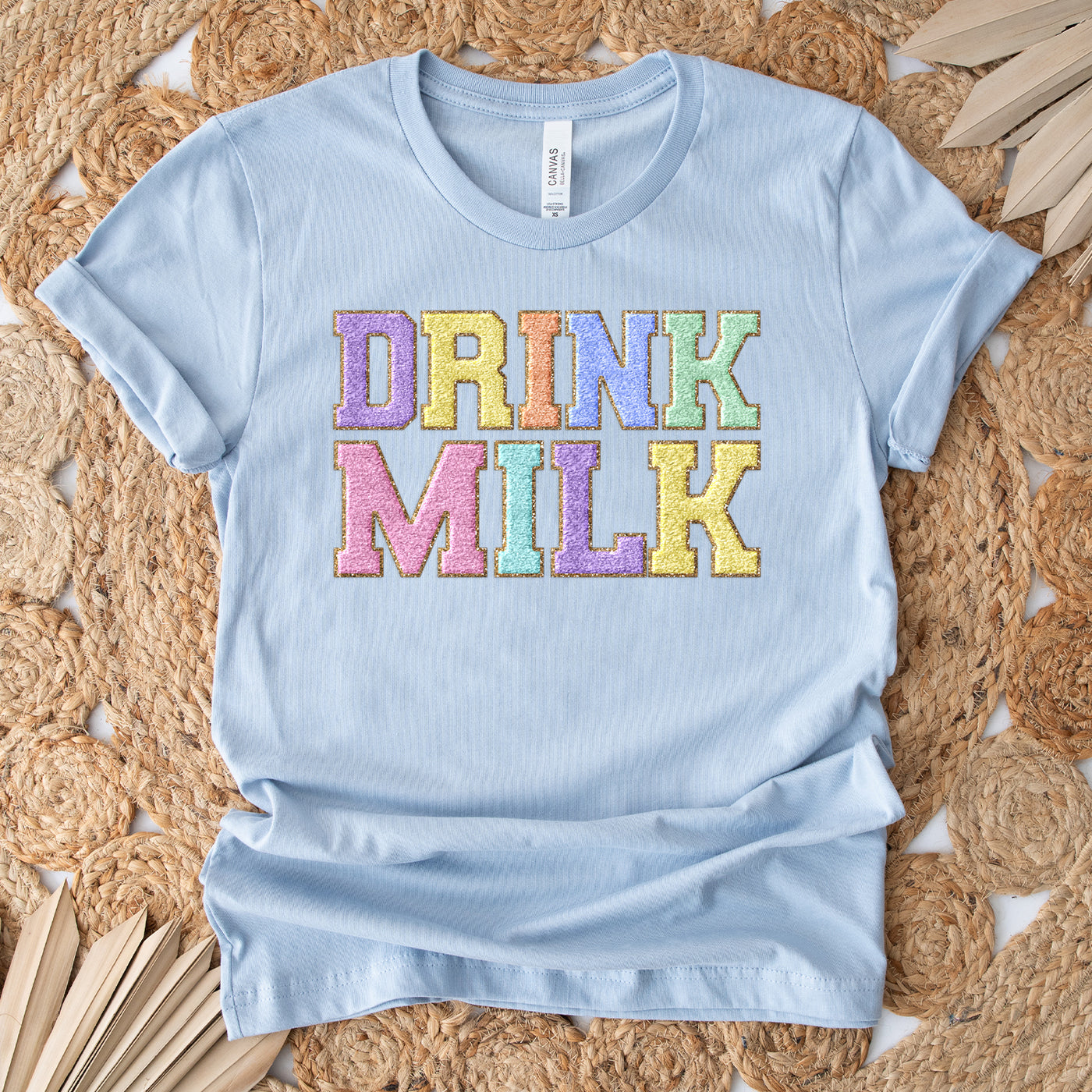 Faux Chenille Drink Milk T-Shirt (XS-4XL) - Multiple Colors!