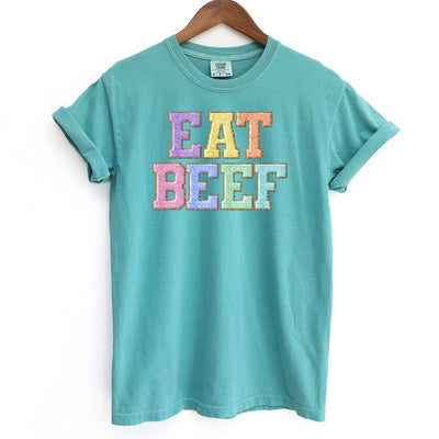 Faux Chenille Eat Beef ComfortWash/ComfortColor T-Shirt (S-4XL) - Multiple Colors!