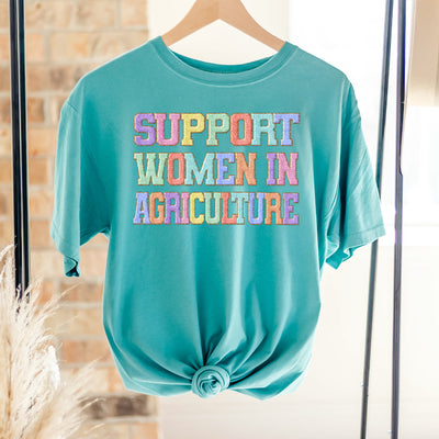 Faux Chenille Support Women In Agriculture ComfortWash/ComfortColor T-Shirt (S-4XL) - Multiple Colors!