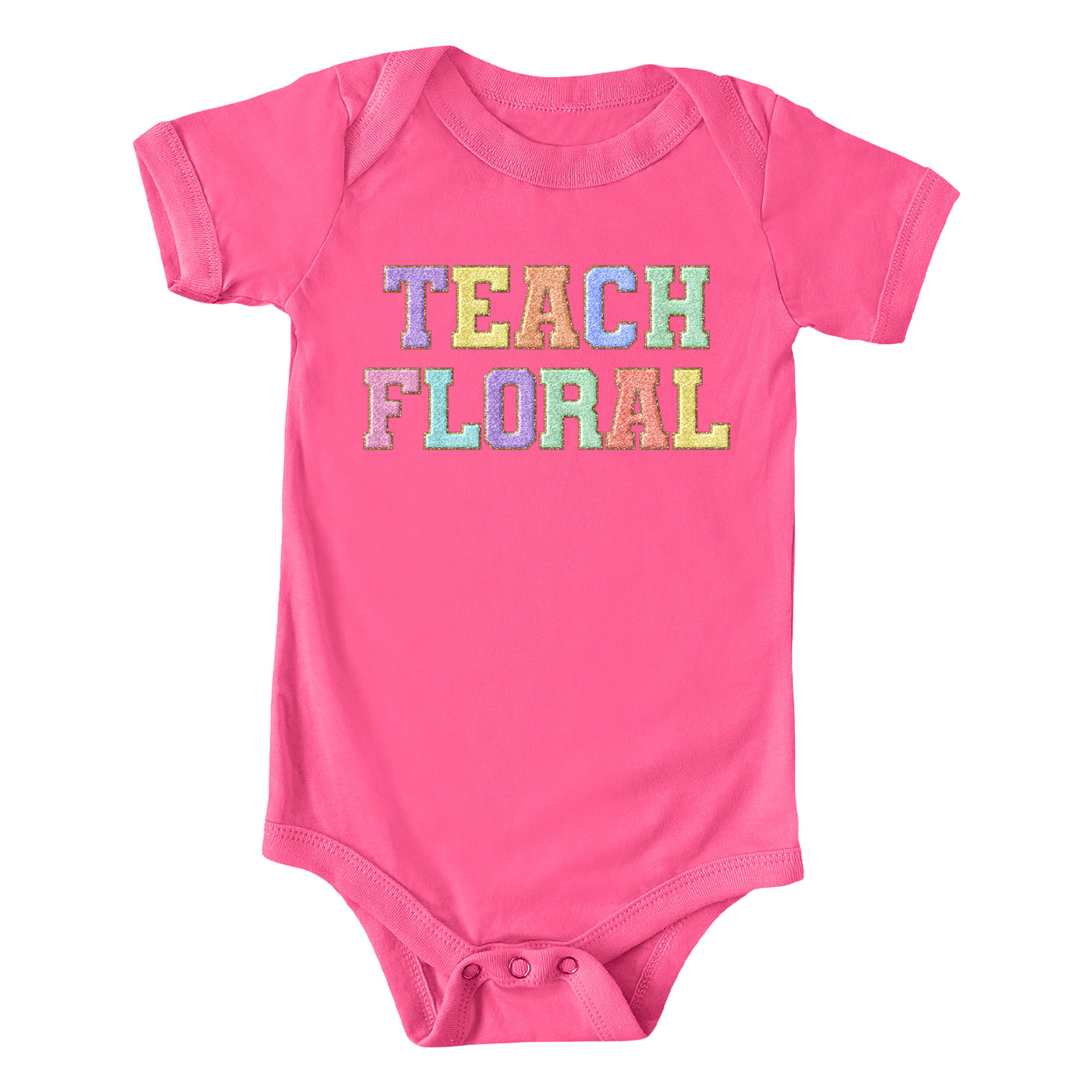 Faux Chenille Teach Floral One Piece/T-Shirt (Newborn - Youth XL) - Multiple Colors!