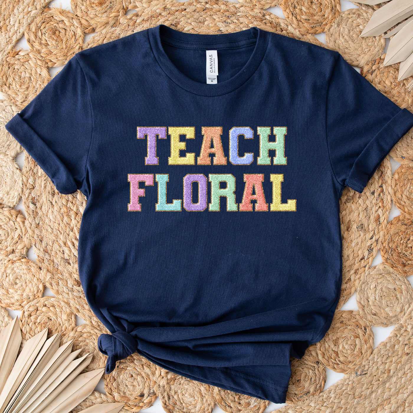 Faux Chenille Teach Floral T-Shirt (XS-4XL) - Multiple Colors!