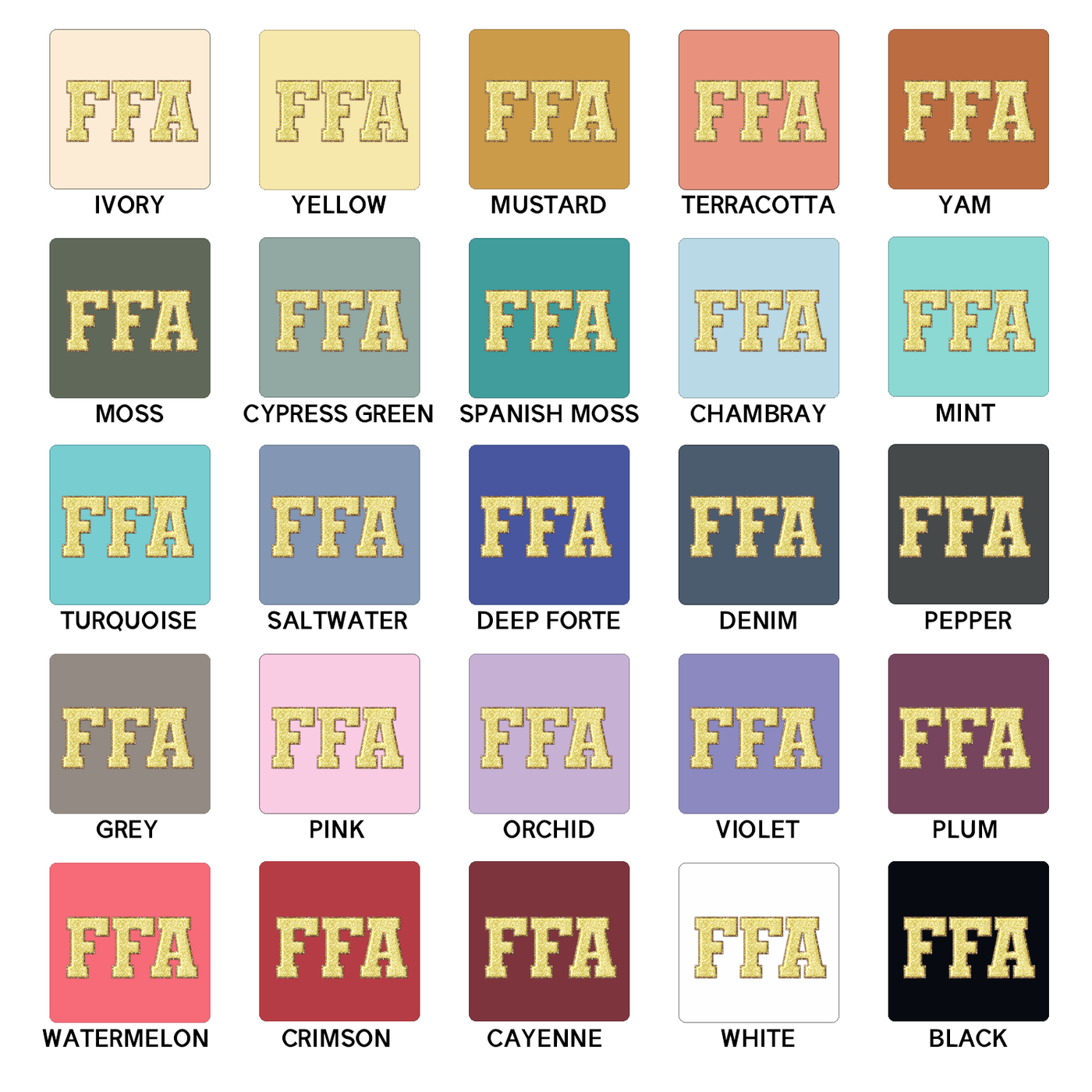 Faux Chenille FFA Yellow ComfortWash/ComfortColor T-Shirt (S-4XL) - Multiple Colors!