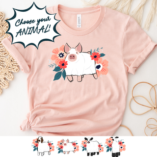 Floral Ghost Animal- CHOOSE YOUR ANIMAL- Bella Canvas T-Shirt