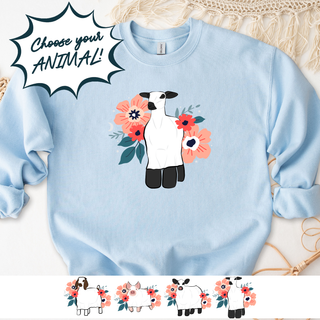 Floral Ghost Animal- CHOOSE YOUR ANIMAL– Crewneck