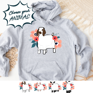 Floral Ghost Animal- CHOOSE YOUR ANIMAL– Hoodie