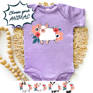 Floral Ghost Animal- CHOOSE YOUR ANIMAL– Infant/Toddler/Youth