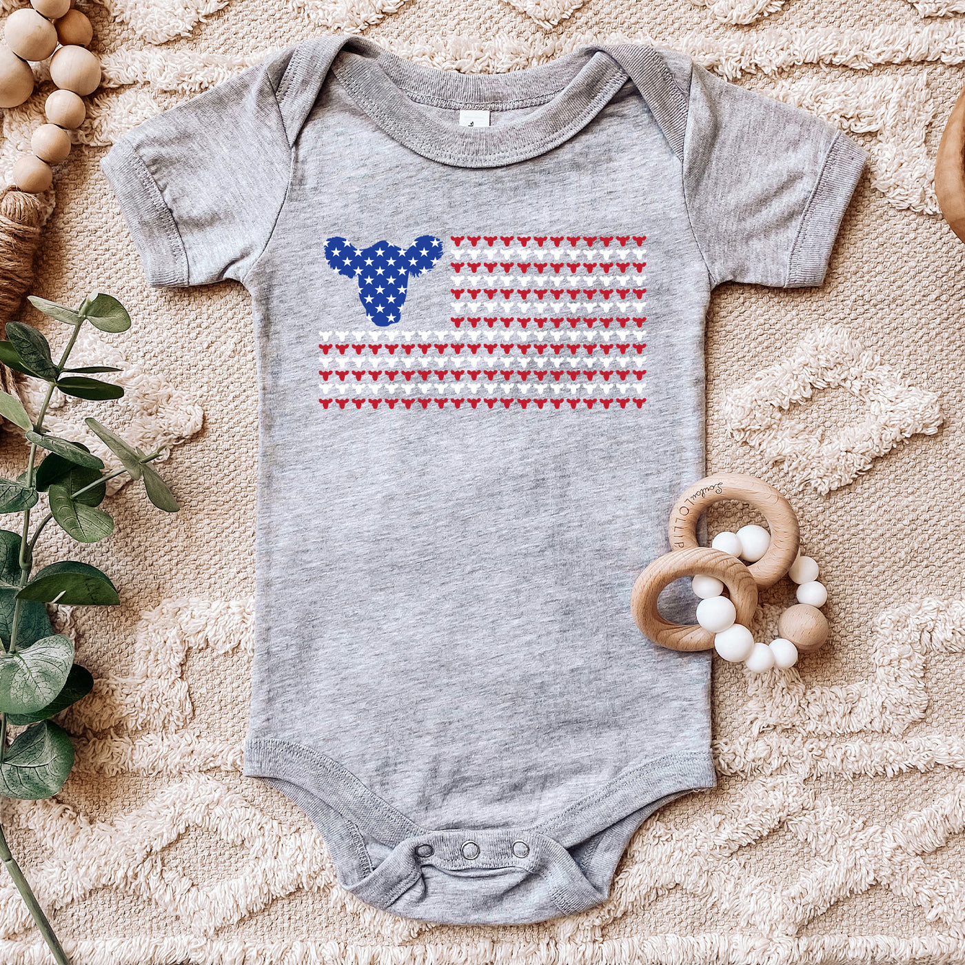Patriotic Cattle Flag One Piece/T-Shirt (Newborn - Youth XL) - Multiple Colors!