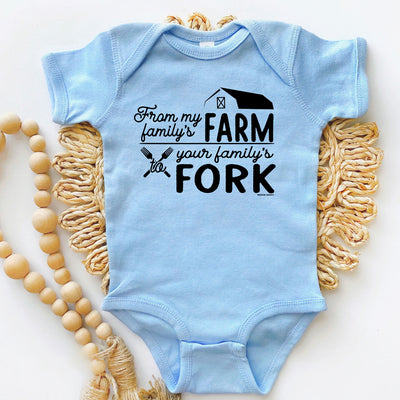 From My Family's Farm To Your Family's Fork One Piece/T-Shirt (Newborn - Youth XL) - Multiple Colors!
