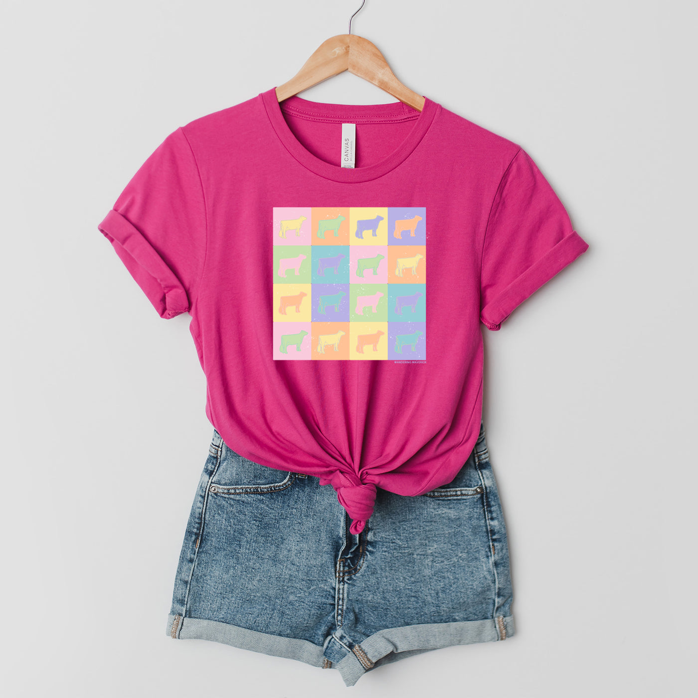 Pastel Checkered Dairy Cow T-Shirt (XS-4XL) - Multiple Colors!