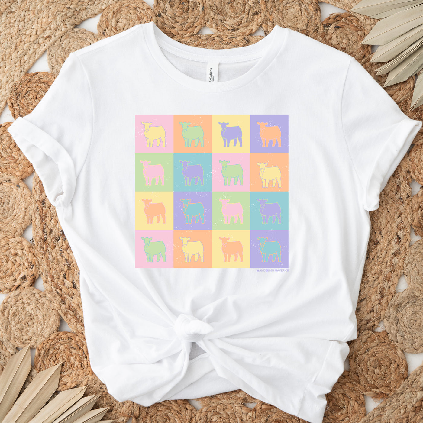 Pastel Checkered Steer T-Shirt (XS-4XL) - Multiple Colors!