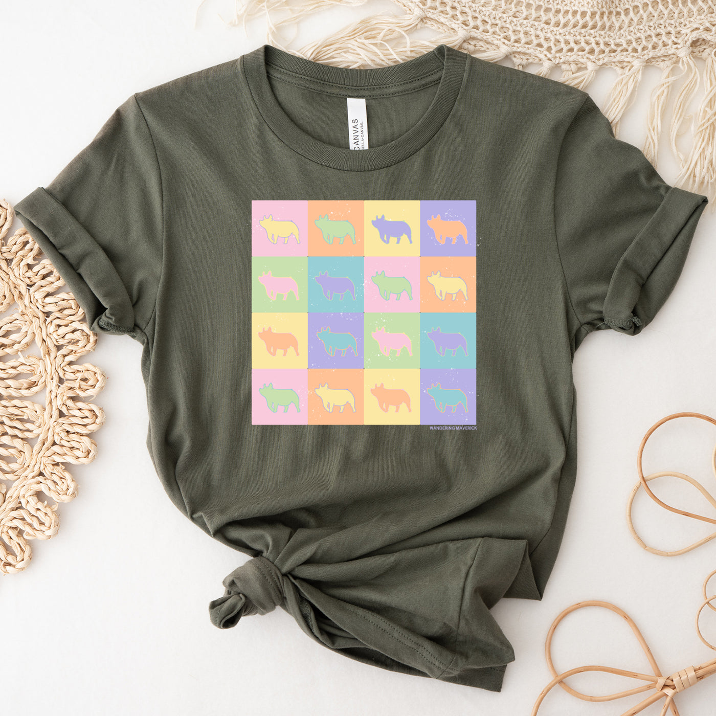 Pastel Checkered Pig T-Shirt (XS-4XL) - Multiple Colors!