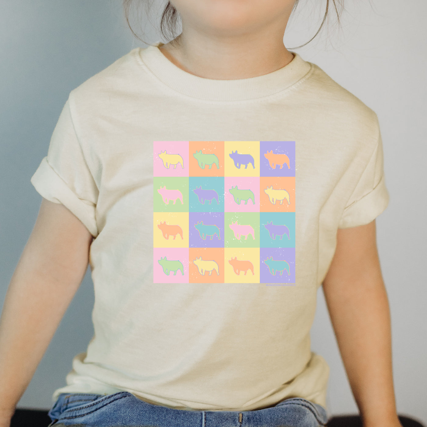 Pastel Checkered Pig One Piece/T-Shirt (Newborn - Youth XL) - Multiple Colors!