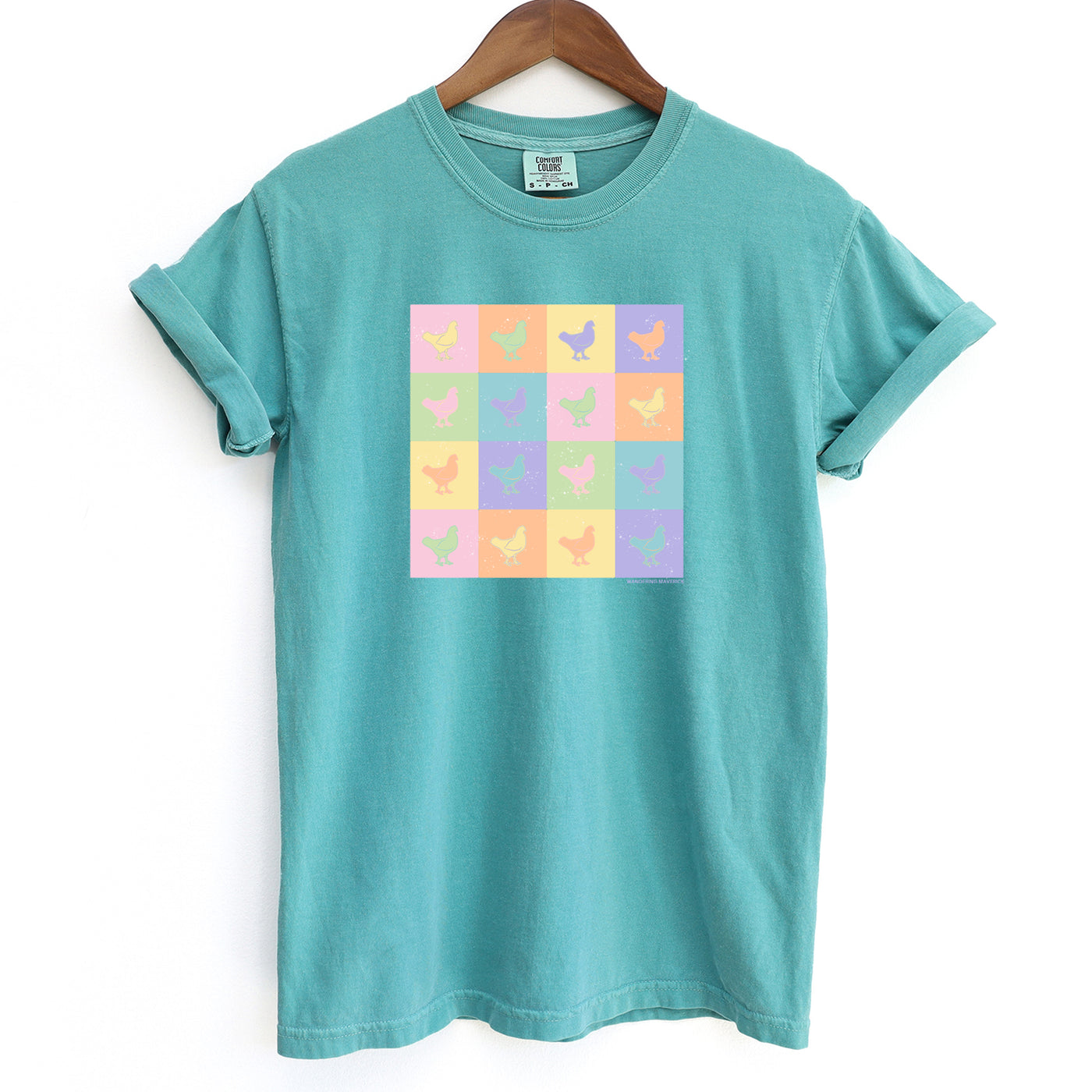 Pastel Checker Chicken ComfortWash/ComfortColor T-Shirt (S-4XL) - Multiple Colors!