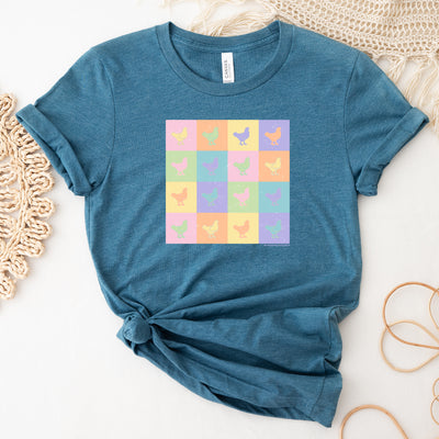 Pastel Checkered Chicken T-Shirt (XS-4XL) - Multiple Colors!