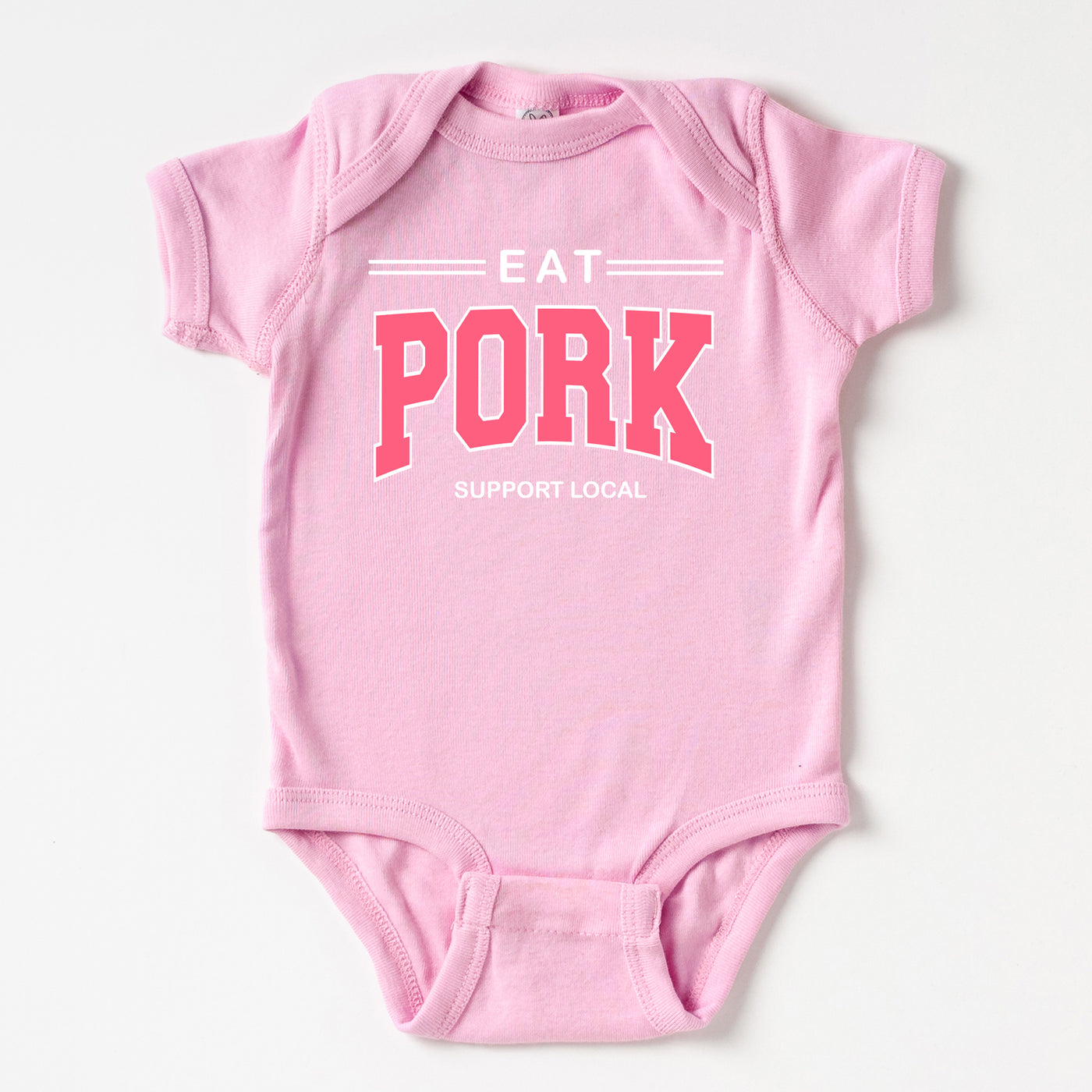 Pink Eat Pork- Support Local One Piece/T-Shirt (Newborn - Youth XL) - Multiple Colors!
