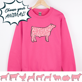 Pink Cheetah Animals - CHOOSE YOUR ANIMAL– Crewneck