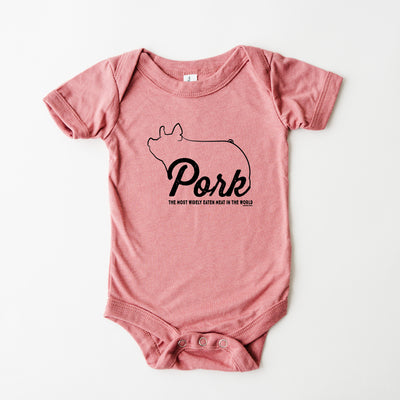 Pork - The Most Widely Eaten Meat In The World One Piece/T-Shirt (Newborn - Youth XL) - Multiple Colors!