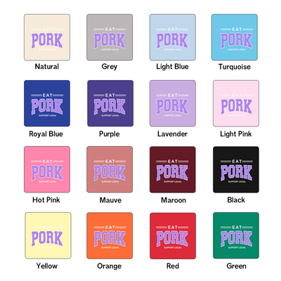 Purple Eat Pork - Support Local One Piece/T-Shirt (Newborn - Youth XL) - Multiple Colors!