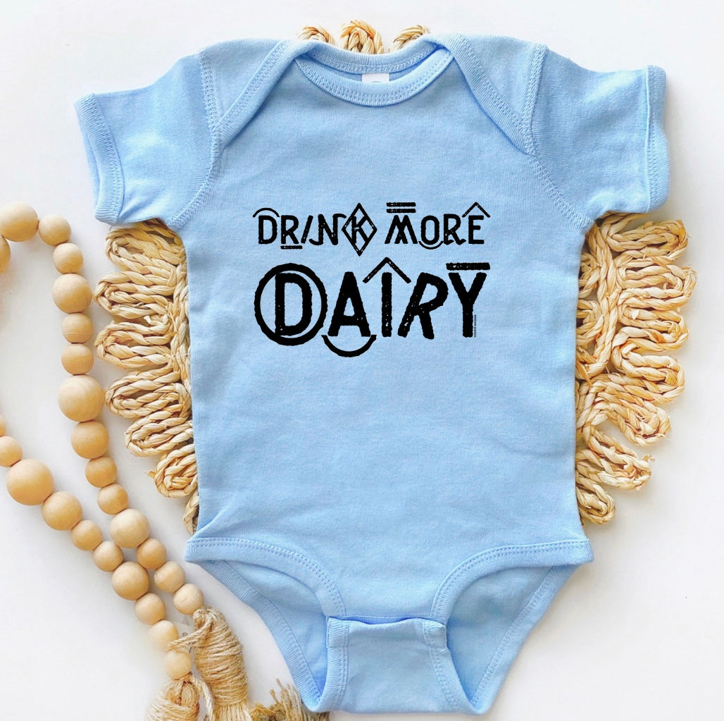 Drink More Dairy One Piece/T-Shirt (Newborn - Youth XL) - Multiple Colors!