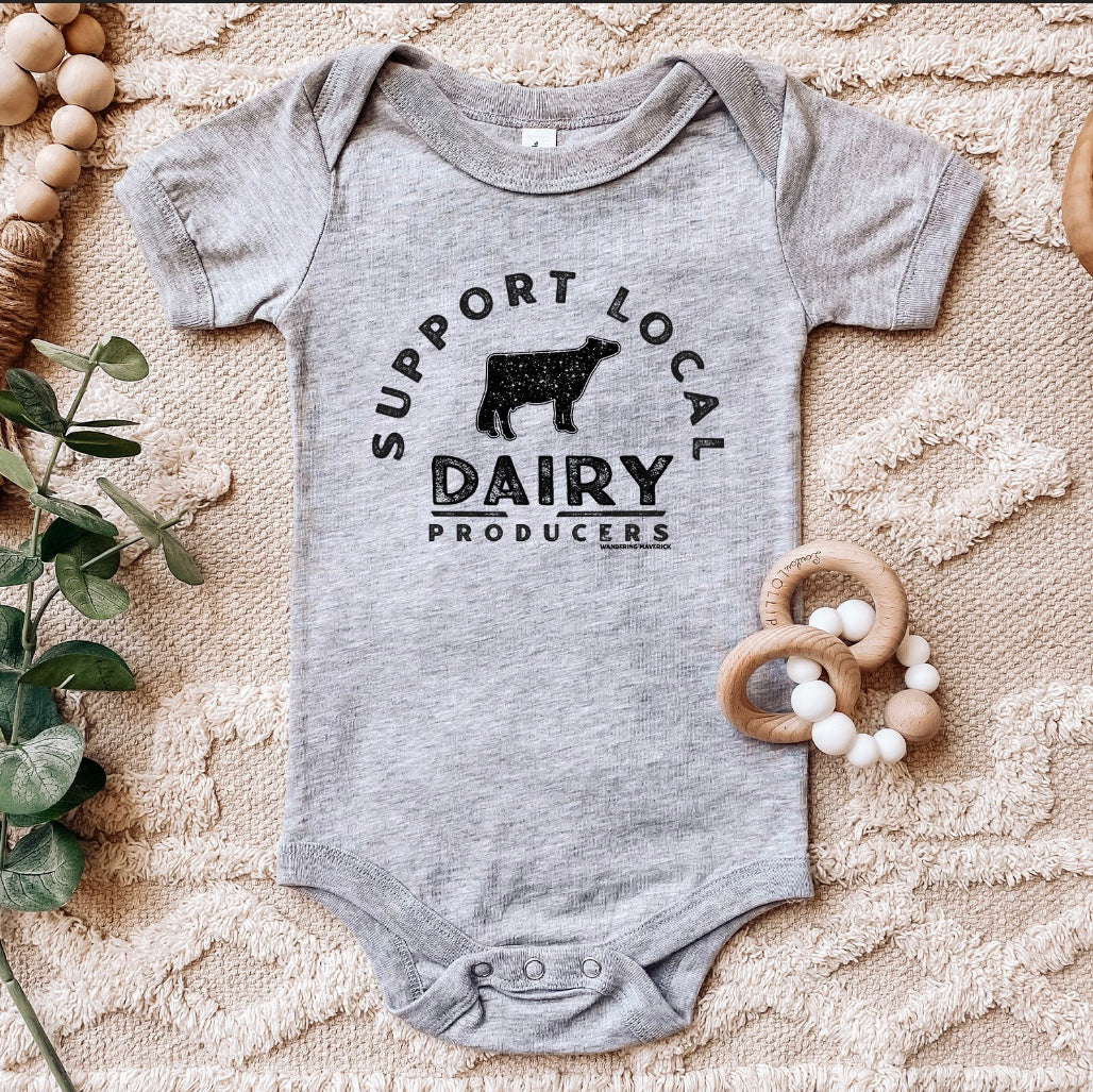 Support Local Dairy Producers One Piece/T-Shirt (Newborn - Youth XL) - Multiple Colors!