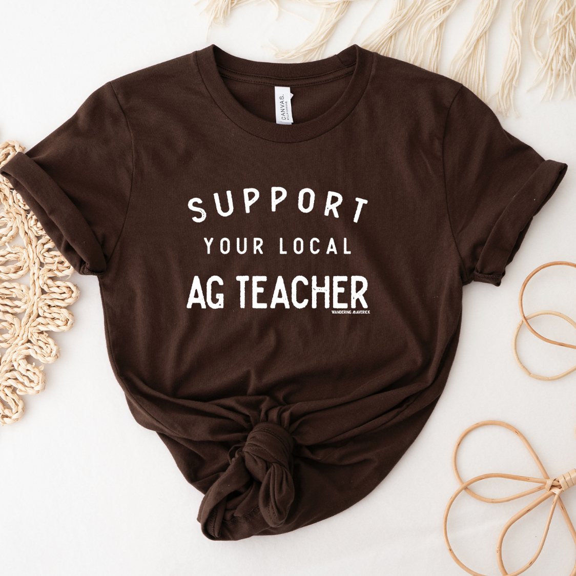 Support Your Local AG Teacher White Ink T-Shirt (XS-4XL) - Multiple Colors!
