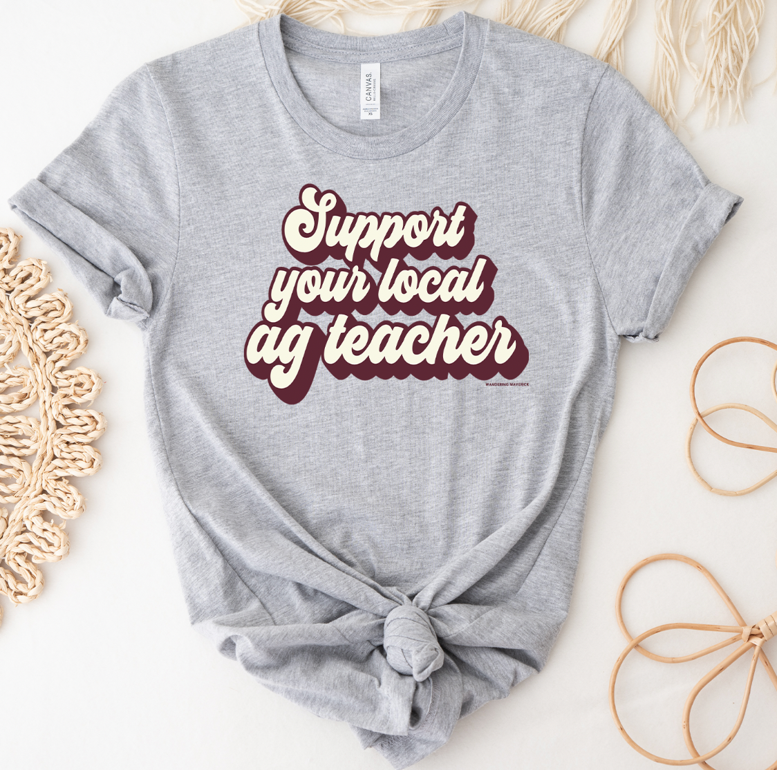Retro Support Your Local AG Teacher Maroon Ink T-Shirt (XS-4XL) - Multiple Colors!