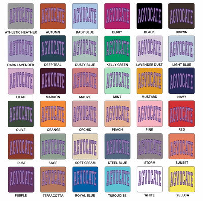 Big Varsity AGVOCATE Purple T-Shirt (XS-4XL) - Multiple Colors!