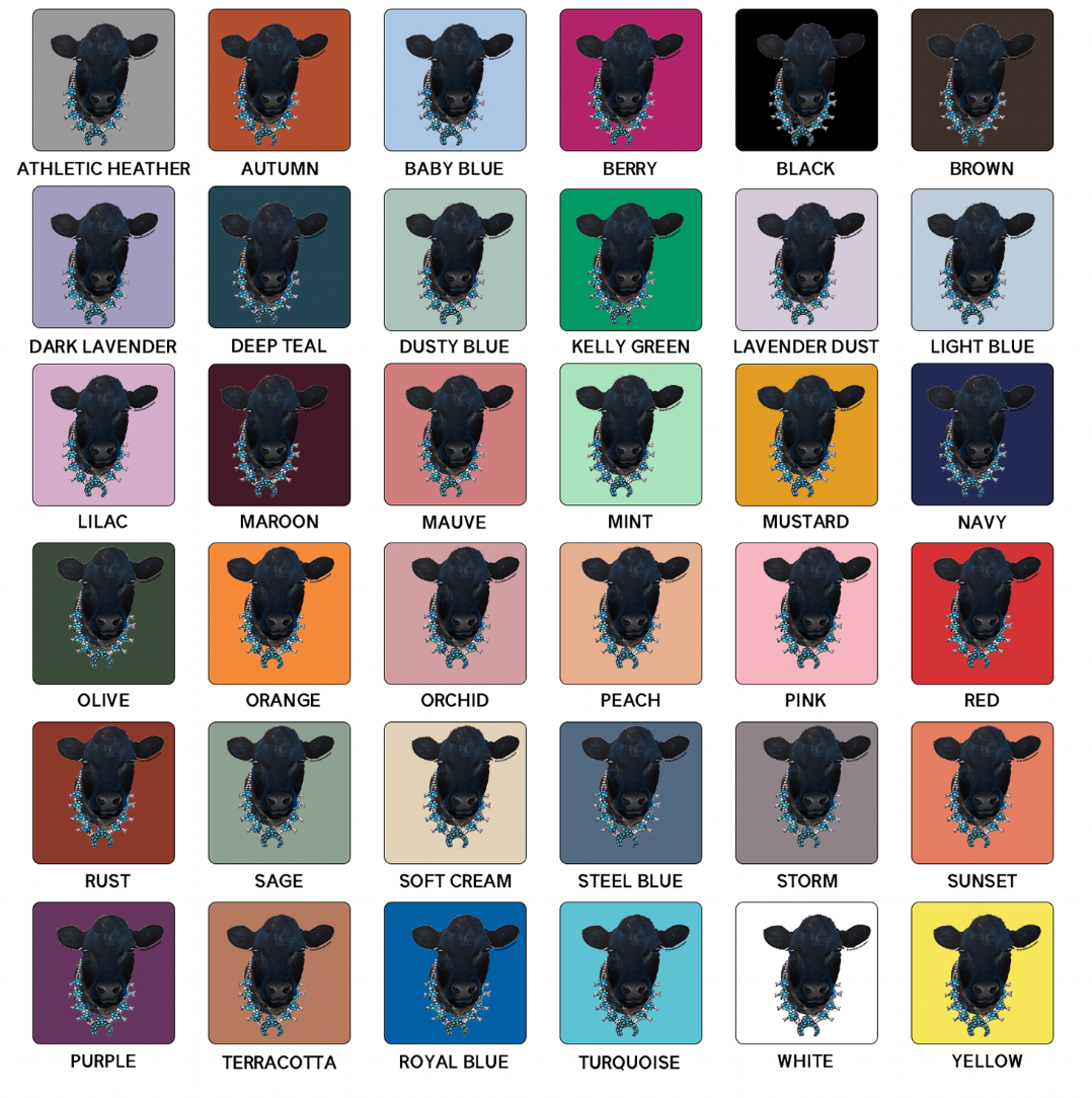Black Cow Squash Blossom T-Shirt (XS-4XL) - Multiple Colors!