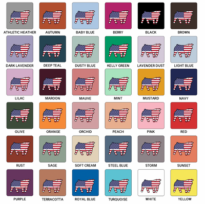 Patriotic Down Eared Pig T-Shirt (XS-4XL) - Multiple Colors!