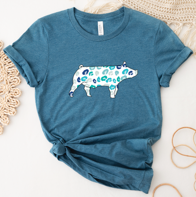 Turquoise Cheetah Pig T-Shirt (XS-4XL) - Multiple Colors!