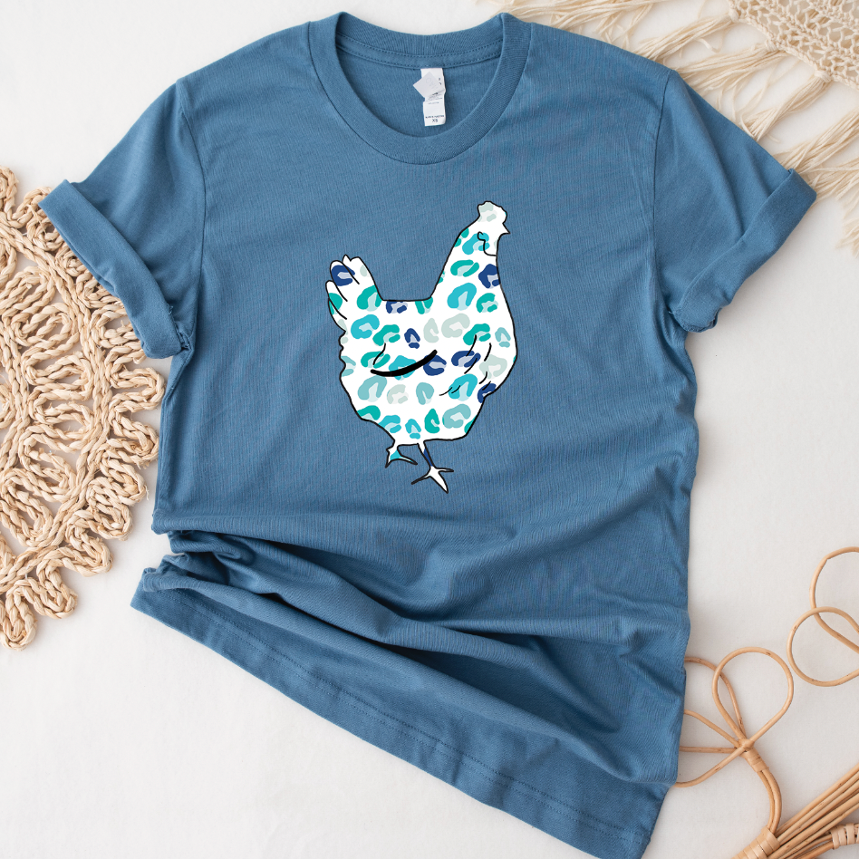 Turquoise Cheetah Chicken T-Shirt (XS-4XL) - Multiple Colors!h