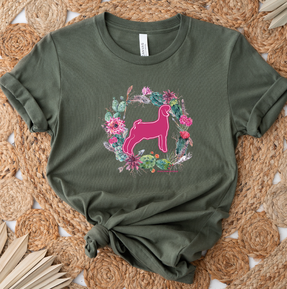 Goat Cactus Wreath T-Shirt (XS-4XL) - Multiple Colors!