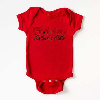 Pasture to Plate One Piece/T-Shirt (Newborn - Youth XL) - Multiple Colors!