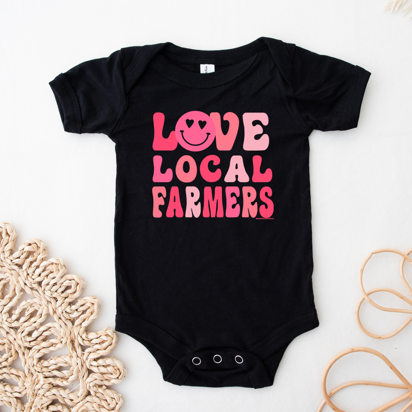 Love Local Farmers Smiley One Piece/T-Shirt (Newborn - Youth XL) - Multiple Colors!
