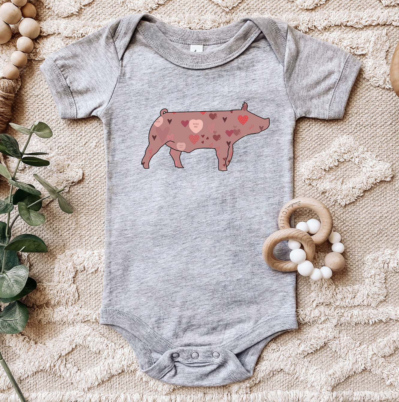 Valentines Pig One Piece/T-Shirt (Newborn - Youth XL) - Multiple Colors!