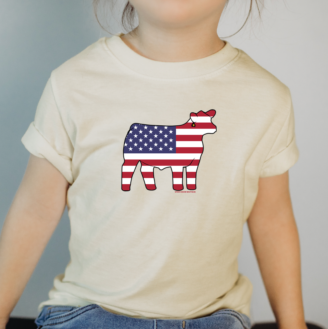 Patriotic Steer One Piece/T-Shirt (Newborn - Youth XL) - Multiple Colors!