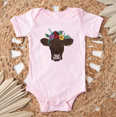 Cow Flower One Piece/T-Shirt (Newborn - Youth XL) - Multiple Colors!