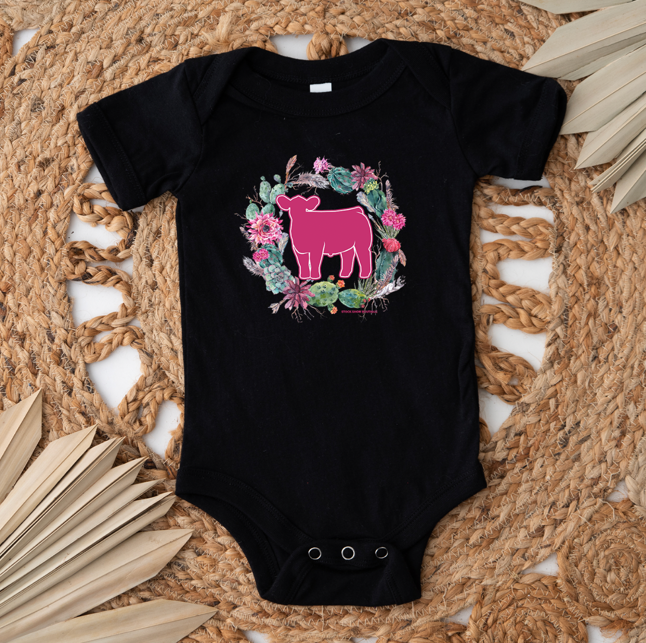 Steer Cactus Wreath One Piece/T-Shirt (Newborn - Youth XL) - Multiple Colors!
