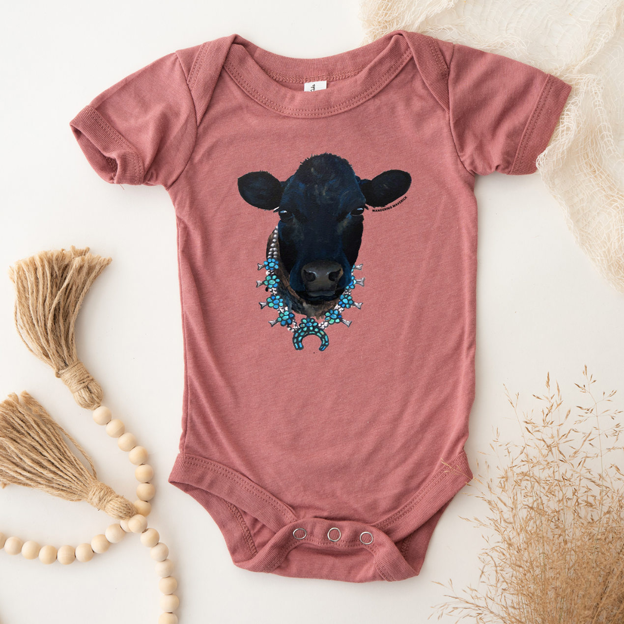 Black Cow Squash Blossom One Piece/T-Shirt (Newborn - Youth XL) - Multiple Colors!
