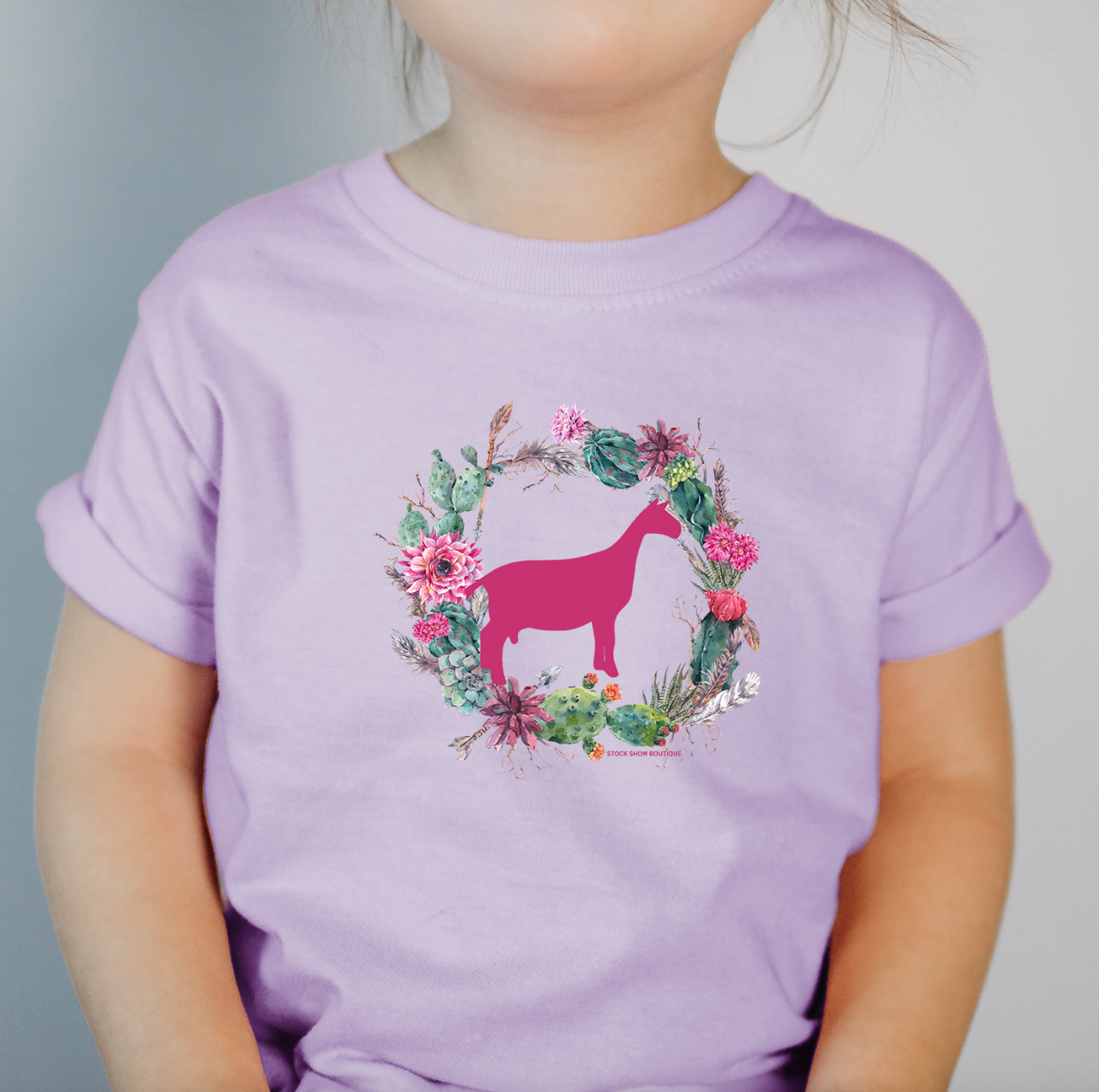 Dairy Goat Cactus Wreath One Piece/T-Shirt (Newborn - Youth XL) - Multiple Colors!