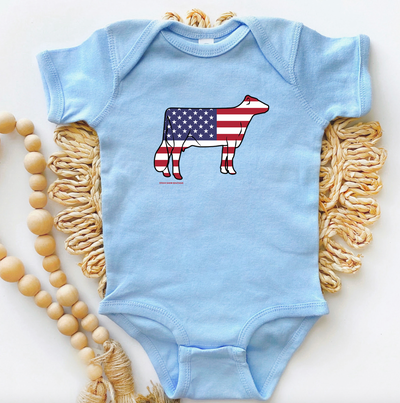 Patriotic Dairy Cow One Piece/T-Shirt (Newborn - Youth XL) - Multiple Colors!