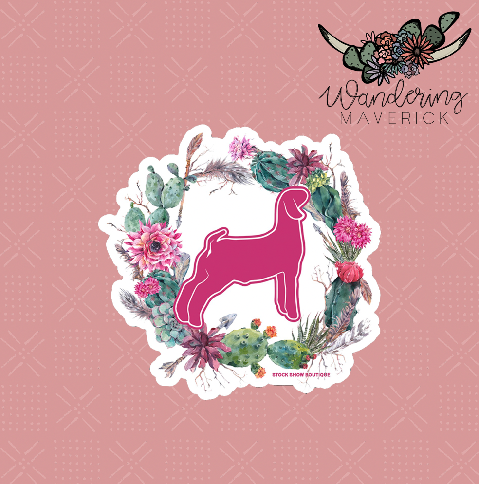 Goat Cactus Wreath Sticker