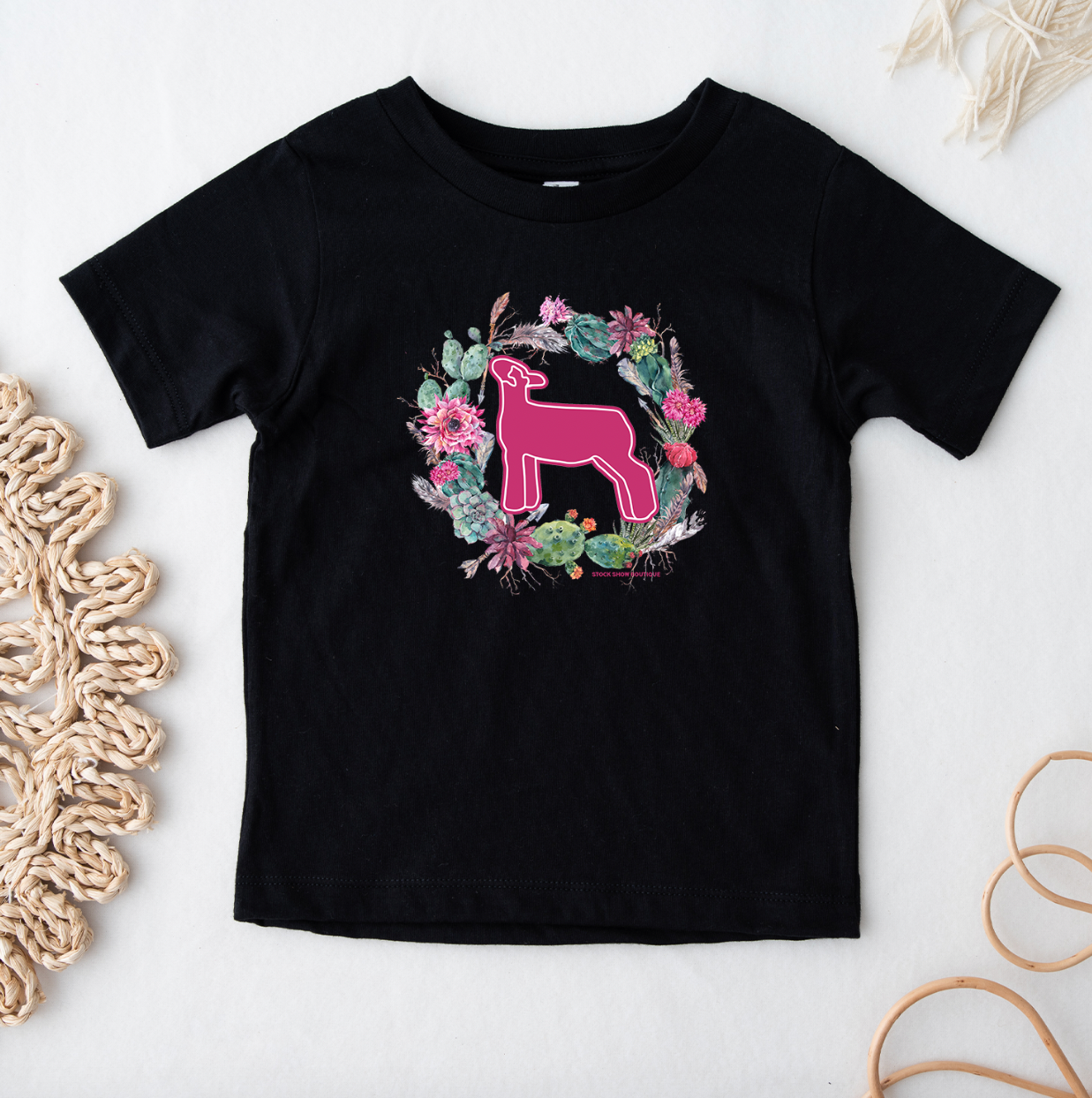 Lamb Cactus Wreath One Piece/T-Shirt (Newborn - Youth XL) - Multiple Colors!