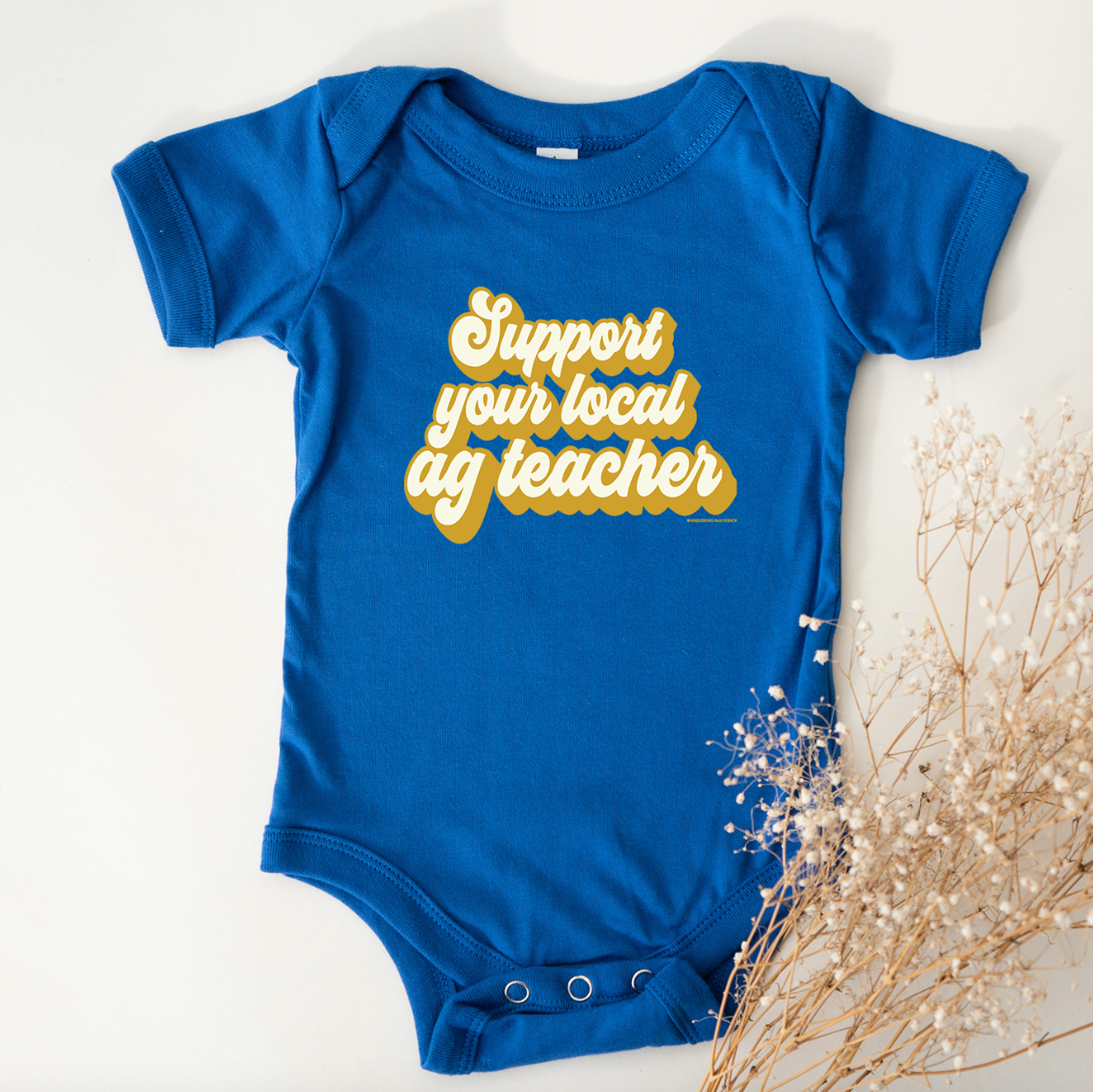 Retro Support Your Local Ag Teacher Gold One Piece/T-Shirt (Newborn - Youth XL) - Multiple Colors!
