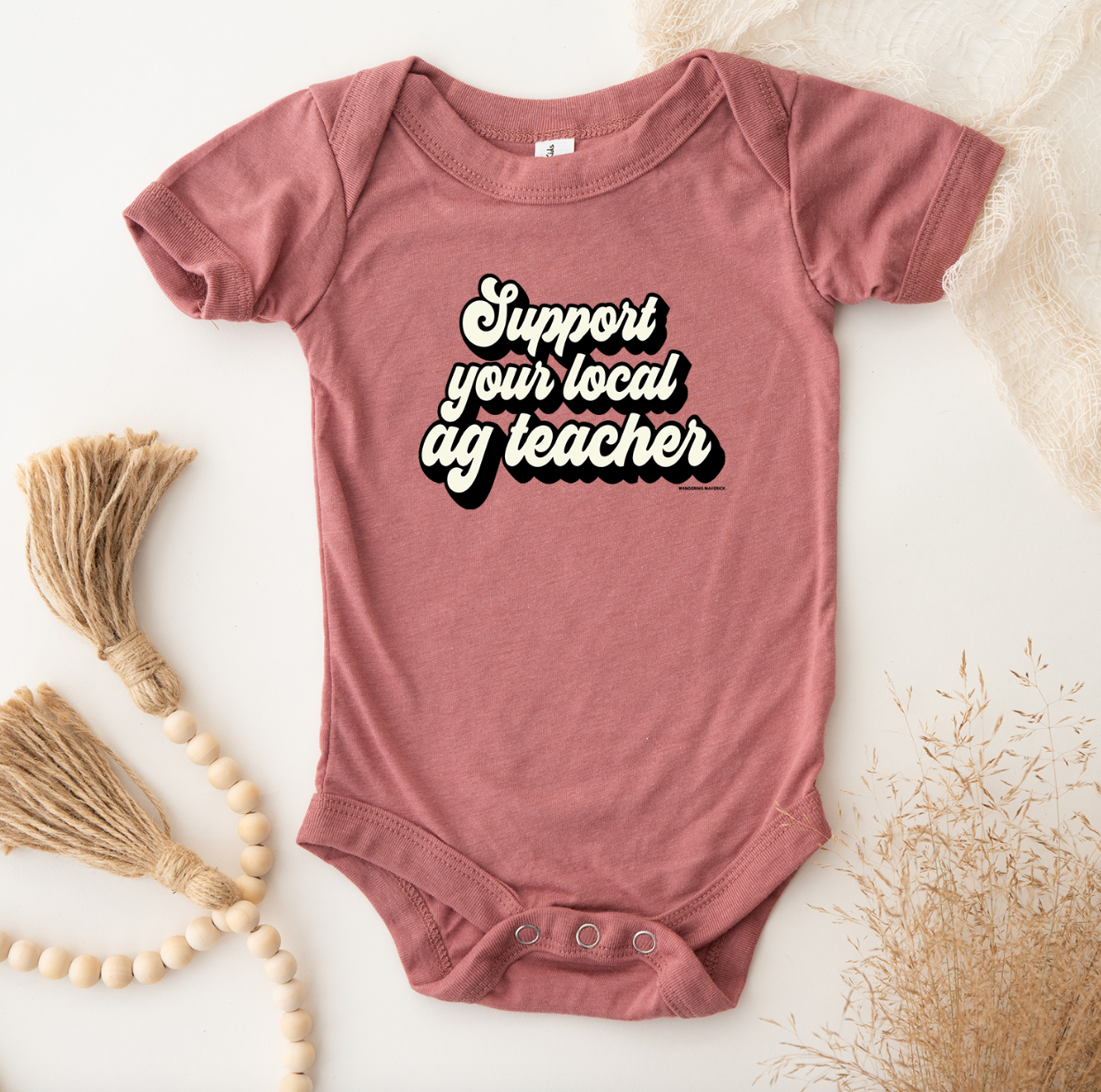 Retro Support Your Local Ag Teacher Black One Piece/T-Shirt (Newborn - Youth XL) - Multiple Colors!