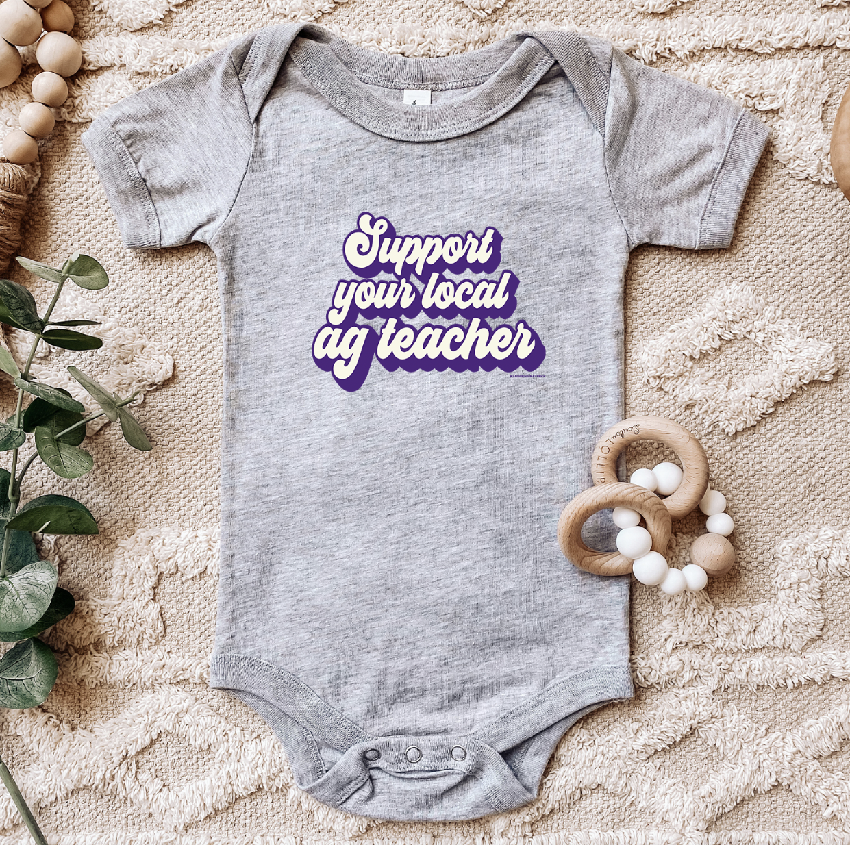 Retro Support Your Local Ag Teacher Purple One Piece/T-Shirt (Newborn - Youth XL) - Multiple Colors!